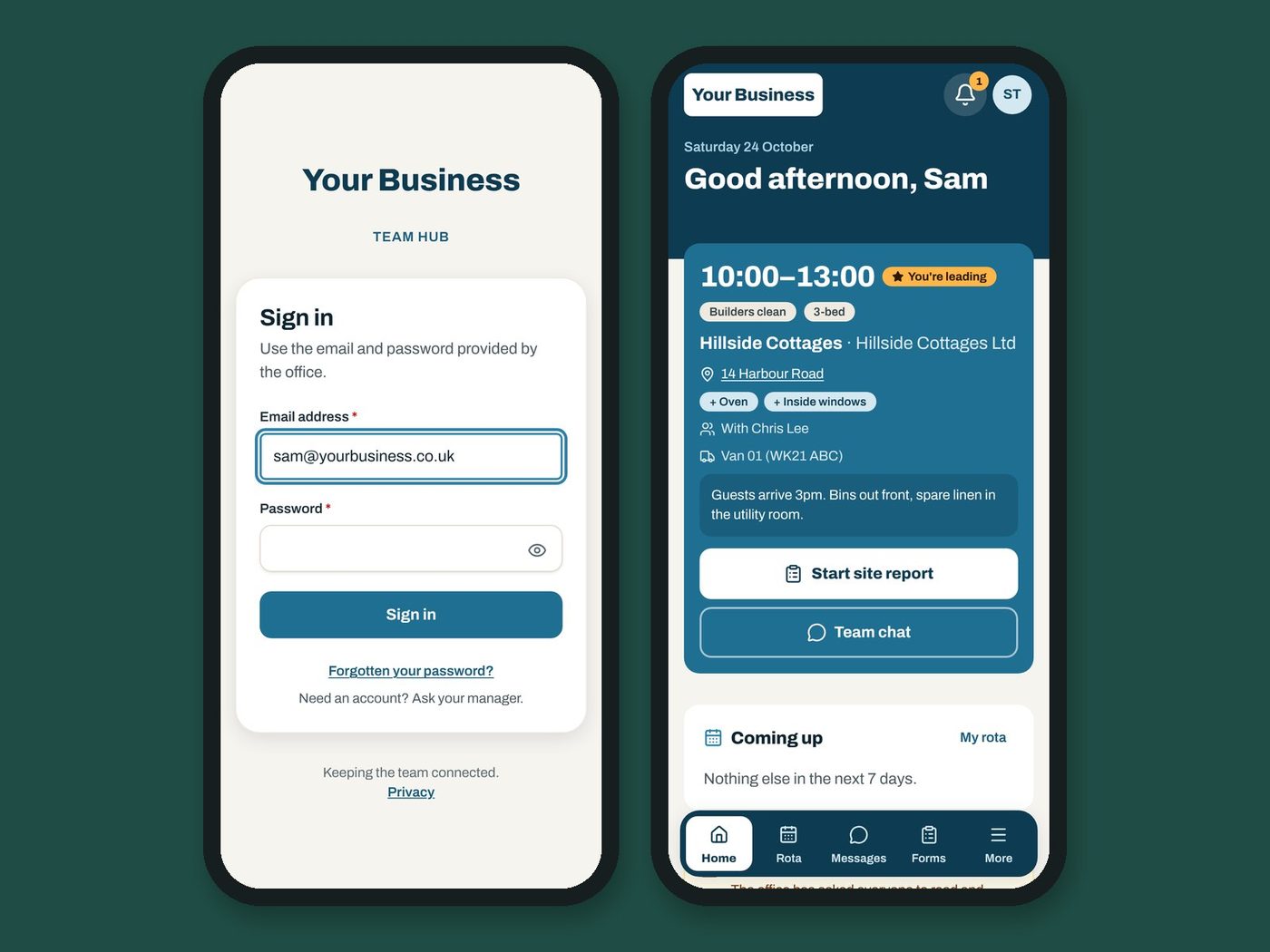 A staff hub for Dorset Cleaning